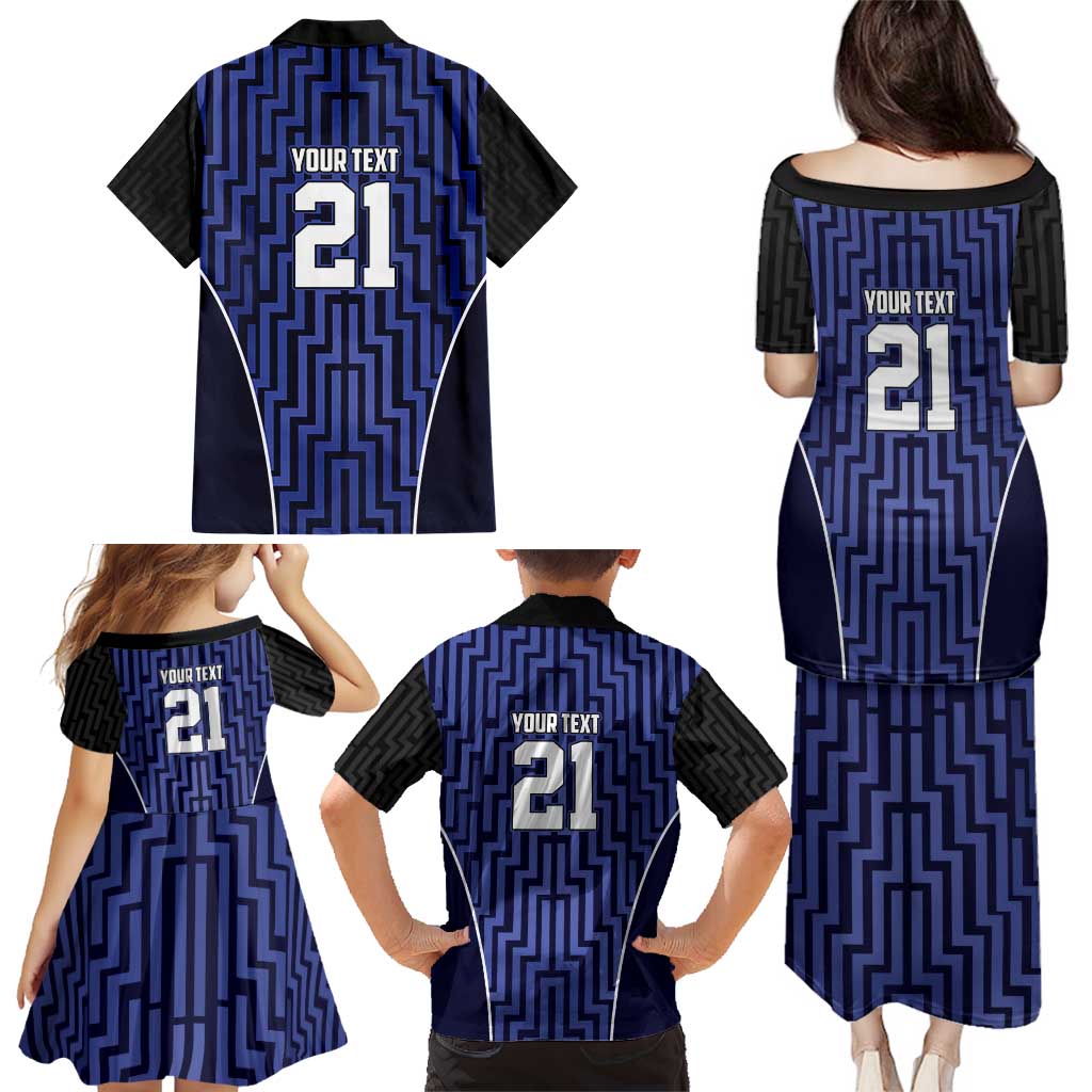 Custom Basketball New Zealand Family Matching Puletasi and Hawaiian Shirt Blue Maori Ta Moko Indigenous - Aussie Hoodie