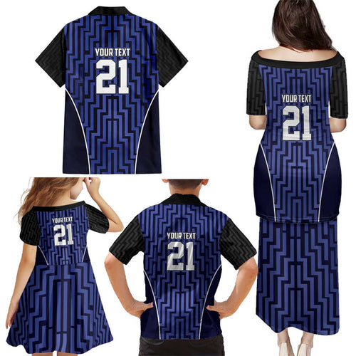 Custom Basketball New Zealand Family Matching Puletasi and Hawaiian Shirt Blue Maori Ta Moko Indigenous - Aussie Hoodie