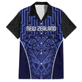 Custom Basketball New Zealand Family Matching Puletasi and Hawaiian Shirt Blue Maori Ta Moko Indigenous - Aussie Hoodie