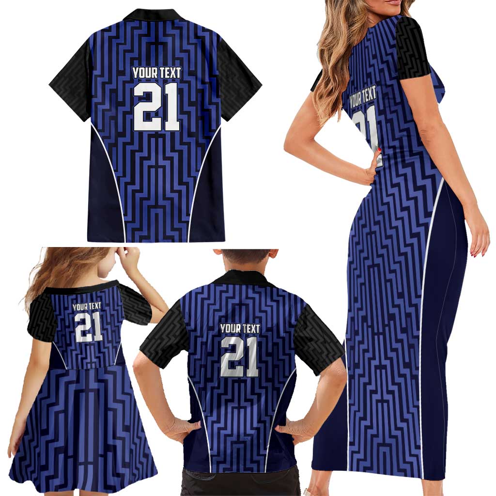 Custom Basketball New Zealand Family Matching Short Sleeve Bodycon Dress and Hawaiian Shirt Blue Maori Ta Moko Indigenous - Aussie Hoodie