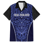 Custom Basketball New Zealand Family Matching Short Sleeve Bodycon Dress and Hawaiian Shirt Blue Maori Ta Moko Indigenous - Aussie Hoodie