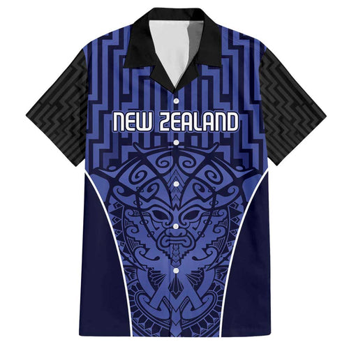 Custom Basketball New Zealand Family Matching Short Sleeve Bodycon Dress and Hawaiian Shirt Blue Maori Ta Moko Indigenous - Aussie Hoodie
