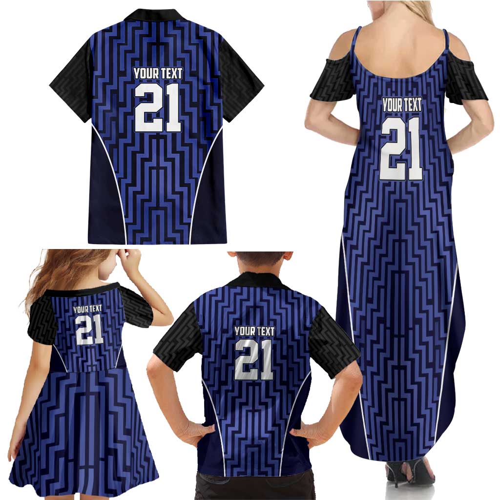 Custom Basketball New Zealand Family Matching Summer Maxi Dress and Hawaiian Shirt Blue Maori Ta Moko Indigenous - Aussie Hoodie