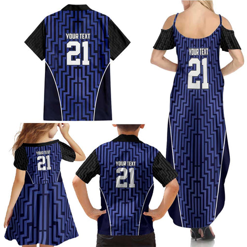 Custom Basketball New Zealand Family Matching Summer Maxi Dress and Hawaiian Shirt Blue Maori Ta Moko Indigenous - Aussie Hoodie