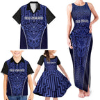Custom Basketball New Zealand Family Matching Tank Maxi Dress and Hawaiian Shirt Blue Maori Ta Moko Indigenous - Aussie Hoodie
