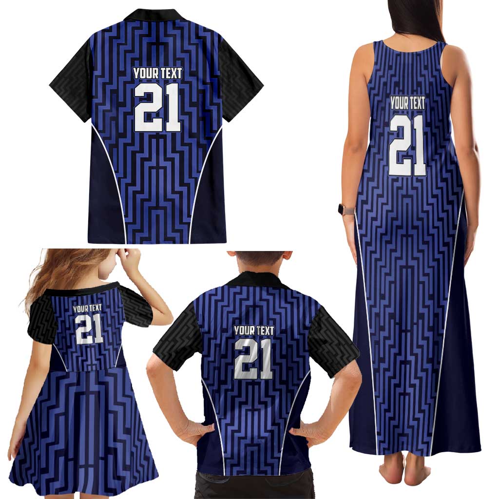 Custom Basketball New Zealand Family Matching Tank Maxi Dress and Hawaiian Shirt Blue Maori Ta Moko Indigenous - Aussie Hoodie