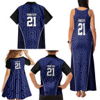 Custom Basketball New Zealand Family Matching Tank Maxi Dress and Hawaiian Shirt Blue Maori Ta Moko Indigenous - Aussie Hoodie
