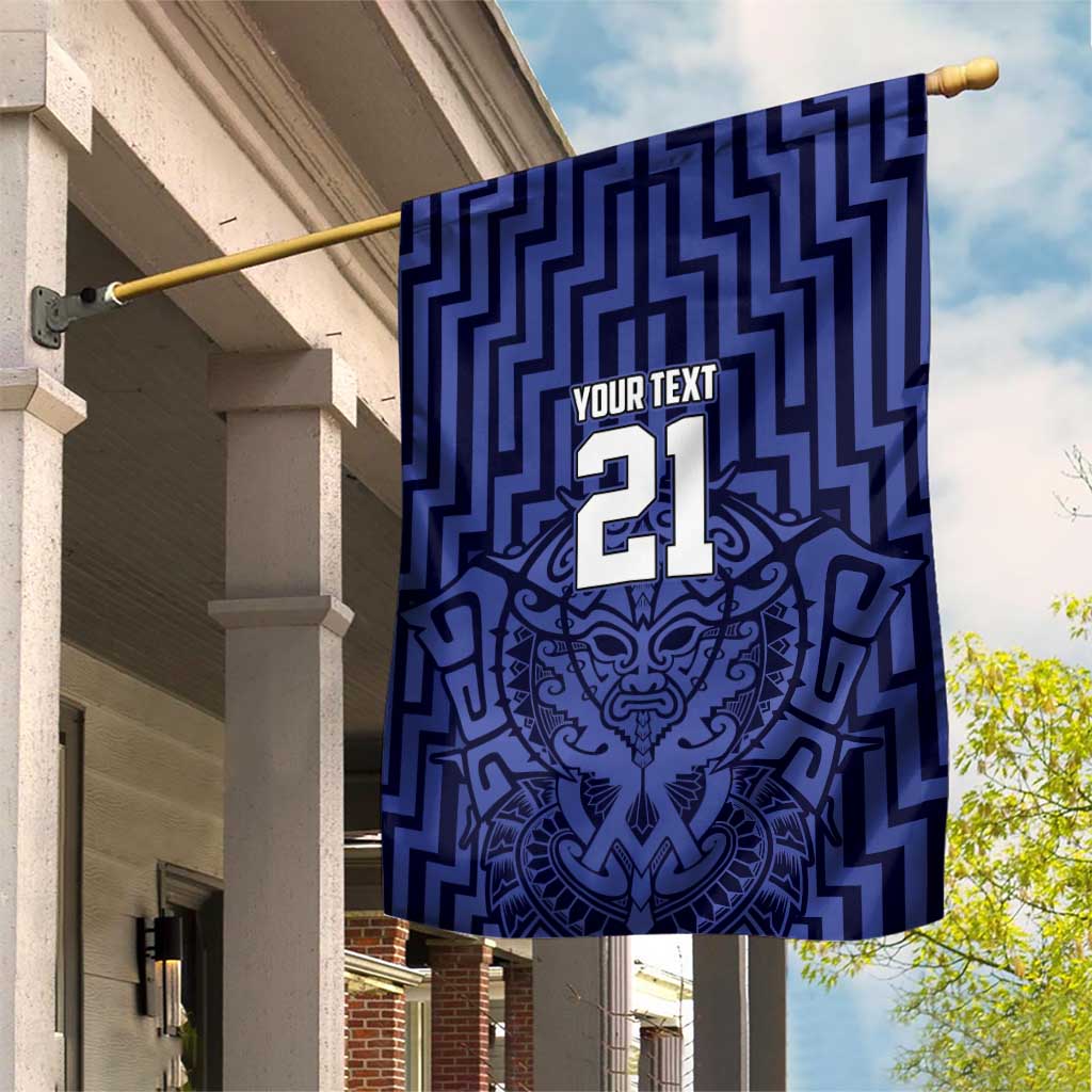 Custom Basketball New Zealand Garden Flag Blue Maori Ta Moko Indigenous - Aussie Hoodie