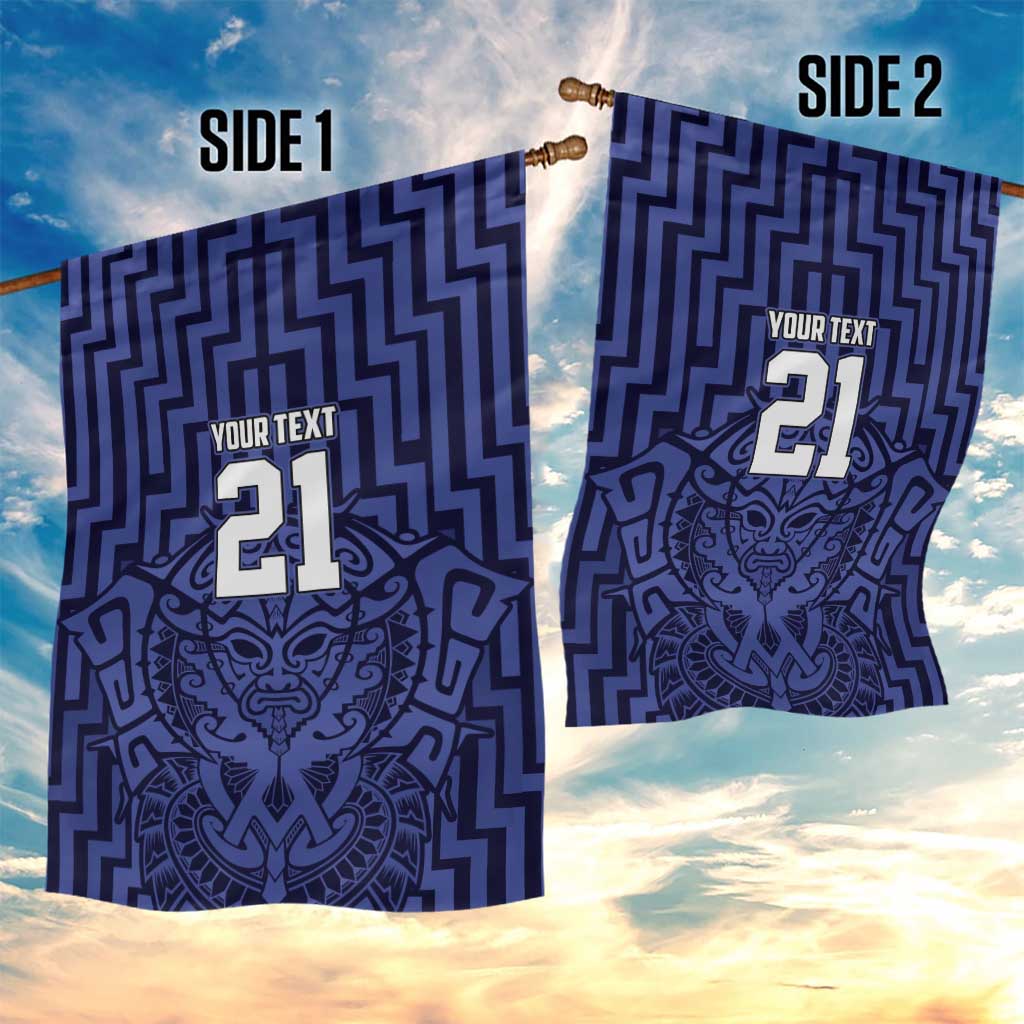 Custom Basketball New Zealand Garden Flag Blue Maori Ta Moko Indigenous - Aussie Hoodie