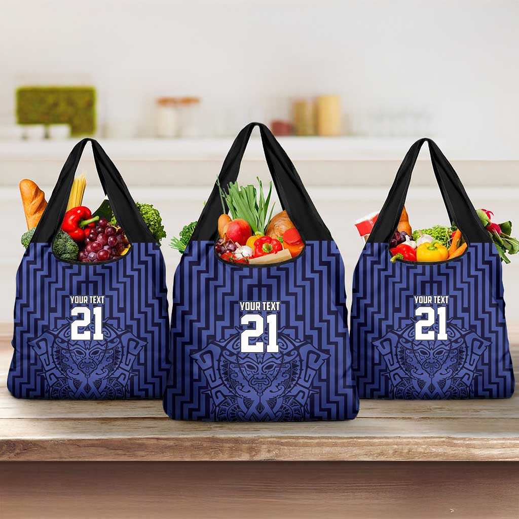 Custom Basketball New Zealand Grocery Bag Blue Maori Ta Moko Indigenous - Aussie Hoodie