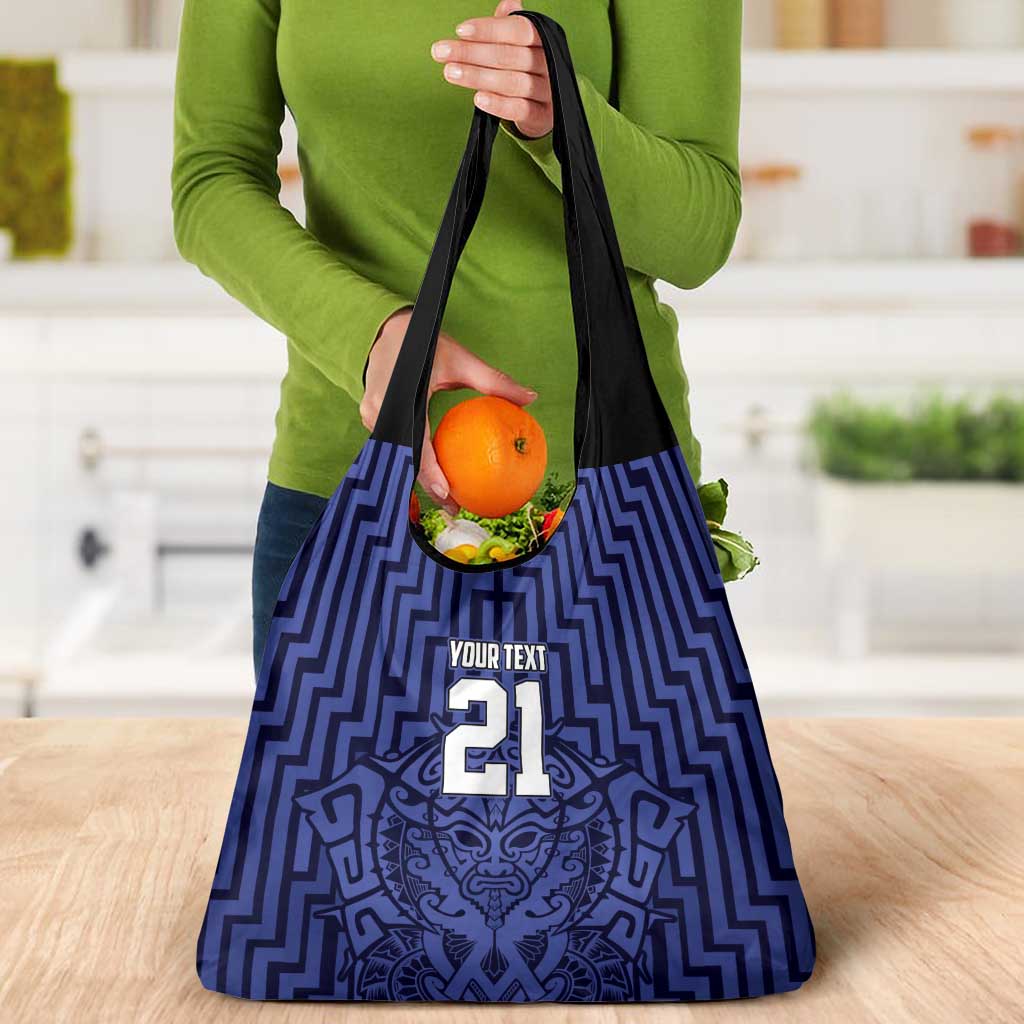 Custom Basketball New Zealand Grocery Bag Blue Maori Ta Moko Indigenous - Aussie Hoodie