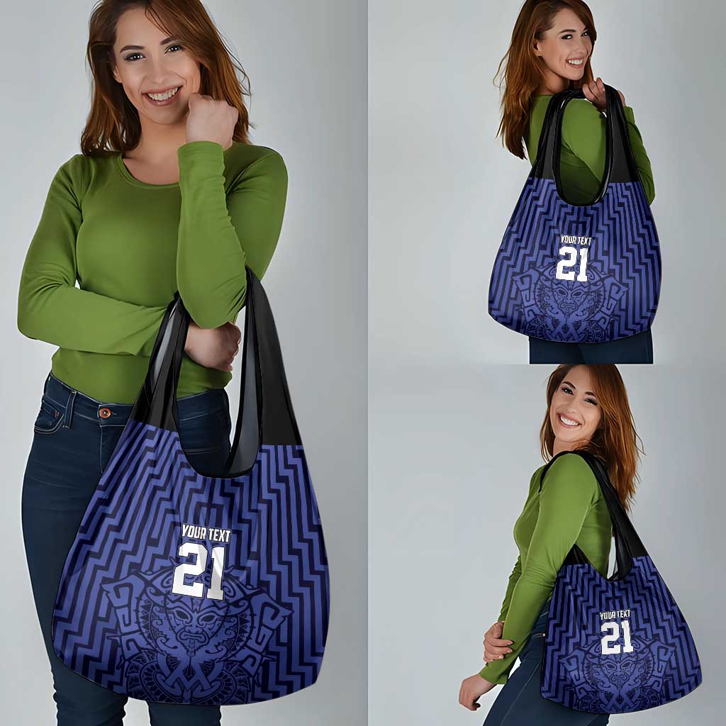 Custom Basketball New Zealand Grocery Bag Blue Maori Ta Moko Indigenous - Aussie Hoodie