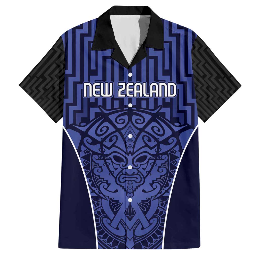 Custom Basketball New Zealand Hawaiian Shirt Blue Maori Ta Moko Indigenous - Aussie Hoodie