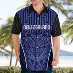 Custom Basketball New Zealand Hawaiian Shirt Blue Maori Ta Moko Indigenous - Aussie Hoodie