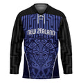 Custom Basketball New Zealand Hockey Jersey Blue Maori Ta Moko Indigenous - Aussie Hoodie