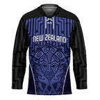 Custom Basketball New Zealand Hockey Jersey Blue Maori Ta Moko Indigenous - Aussie Hoodie