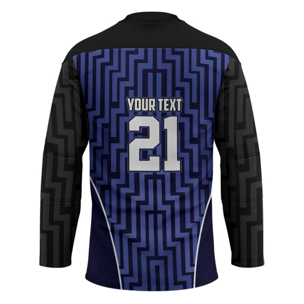 Custom Basketball New Zealand Hockey Jersey Blue Maori Ta Moko Indigenous - Aussie Hoodie