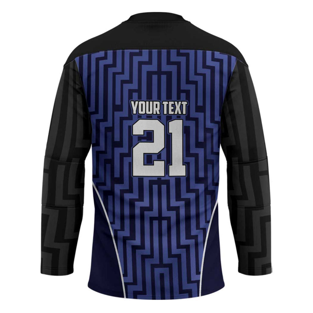 Custom Basketball New Zealand Hockey Jersey Blue Maori Ta Moko Indigenous - Aussie Hoodie
