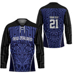 Custom Basketball New Zealand Hockey Jersey Blue Maori Ta Moko Indigenous - Aussie Hoodie
