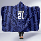 Custom Basketball New Zealand Hooded Blanket Blue Maori Ta Moko Indigenous - Aussie Hoodie