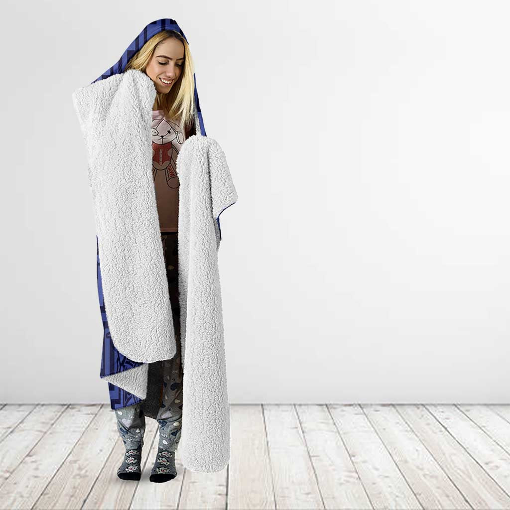 Custom Basketball New Zealand Hooded Blanket Blue Maori Ta Moko Indigenous - Aussie Hoodie