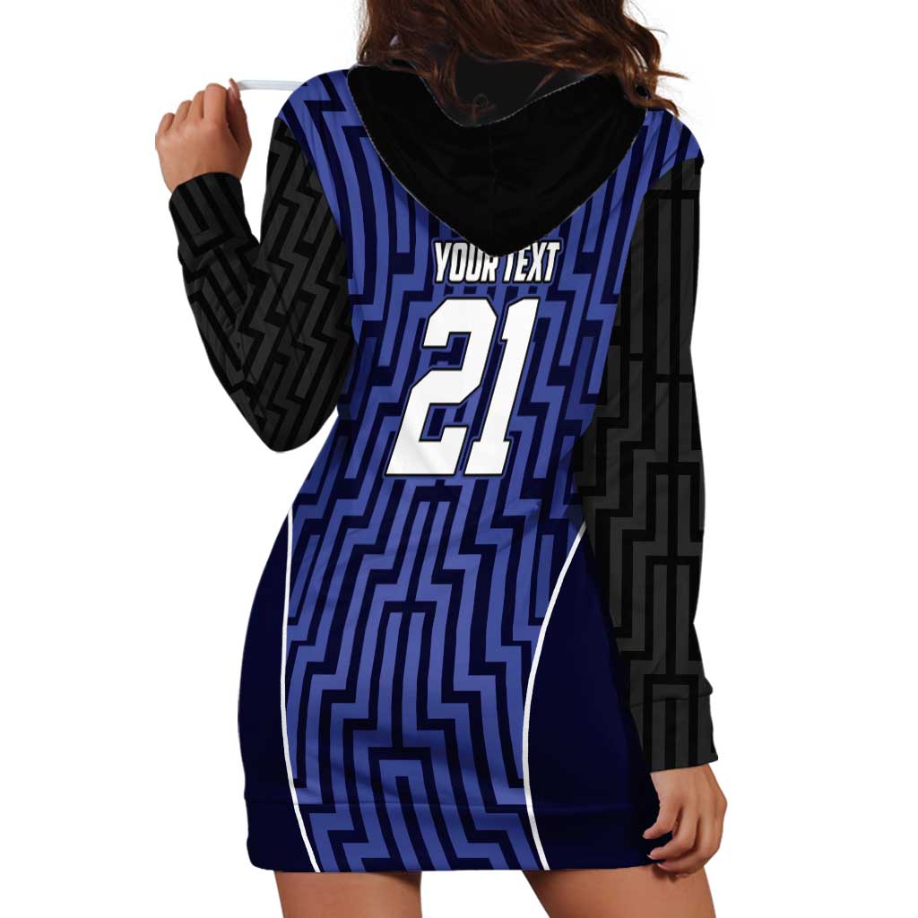 Custom Basketball New Zealand Hoodie Dress Blue Maori Ta Moko Indigenous - Aussie Hoodie