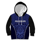Custom Basketball New Zealand Kid Hoodie Blue Maori Ta Moko Indigenous - Aussie Hoodie