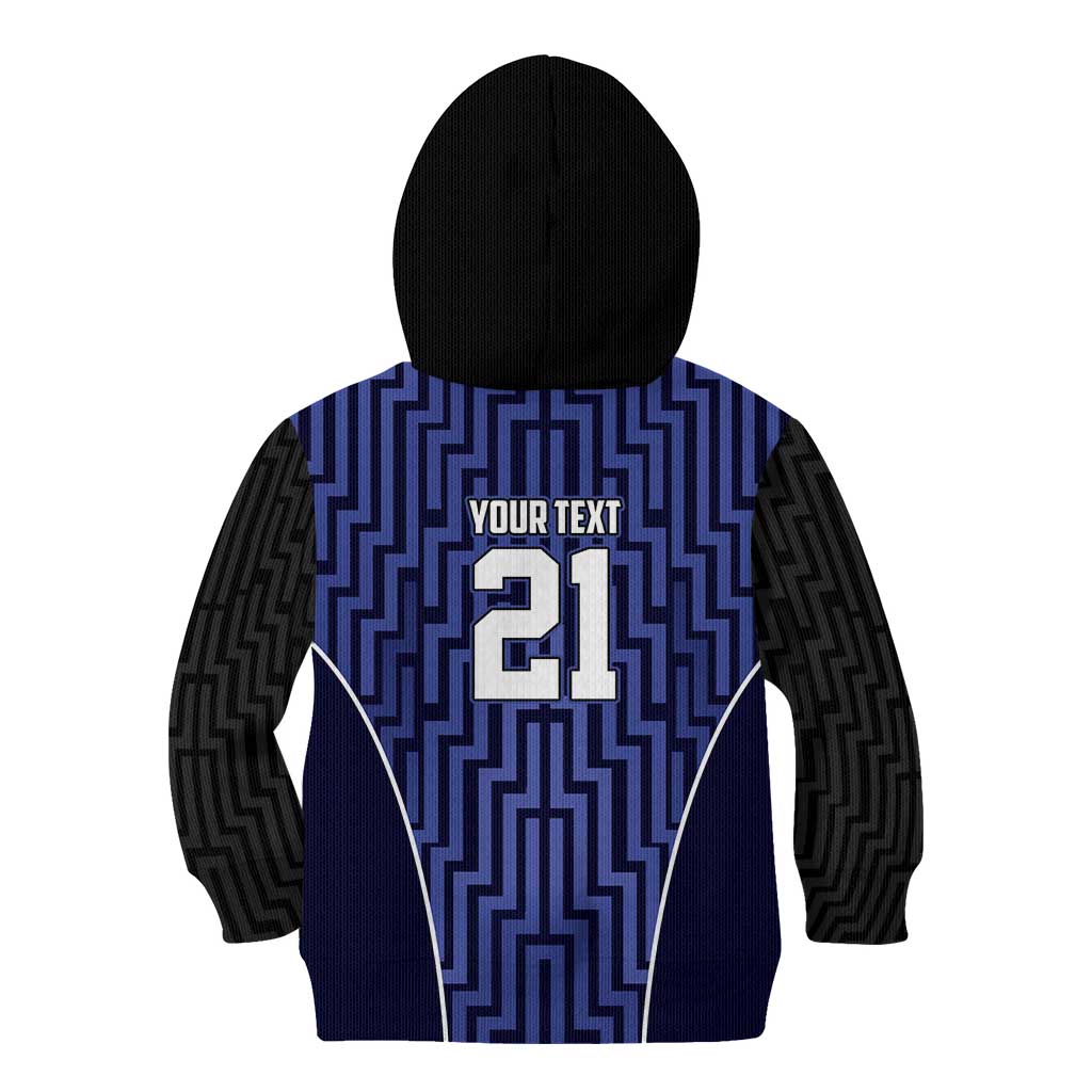 Custom Basketball New Zealand Kid Hoodie Blue Maori Ta Moko Indigenous - Aussie Hoodie