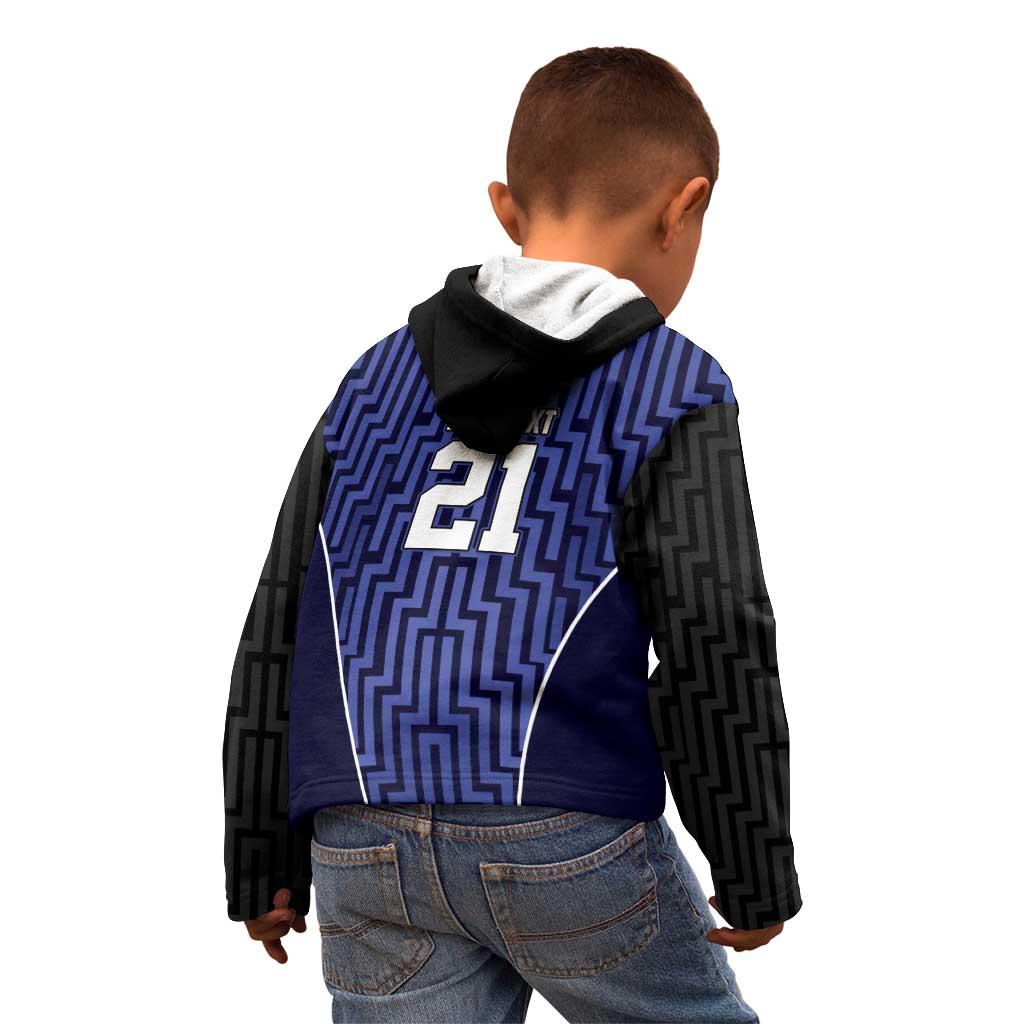 Custom Basketball New Zealand Kid Hoodie Blue Maori Ta Moko Indigenous - Aussie Hoodie