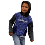 Custom Basketball New Zealand Kid Hoodie Blue Maori Ta Moko Indigenous - Aussie Hoodie