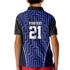 Custom Basketball New Zealand Kid Polo Shirt Blue Maori Ta Moko Indigenous - Aussie Hoodie