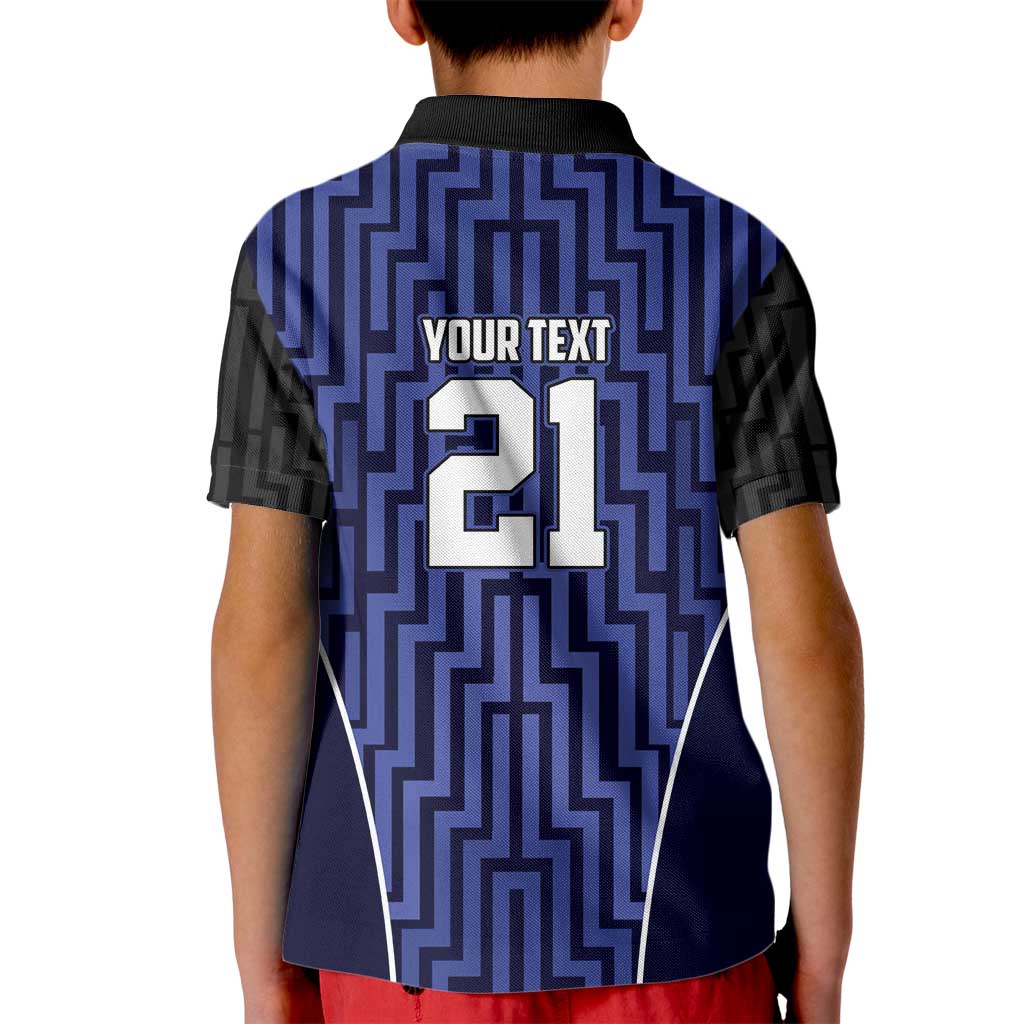 Custom Basketball New Zealand Kid Polo Shirt Blue Maori Ta Moko Indigenous - Aussie Hoodie