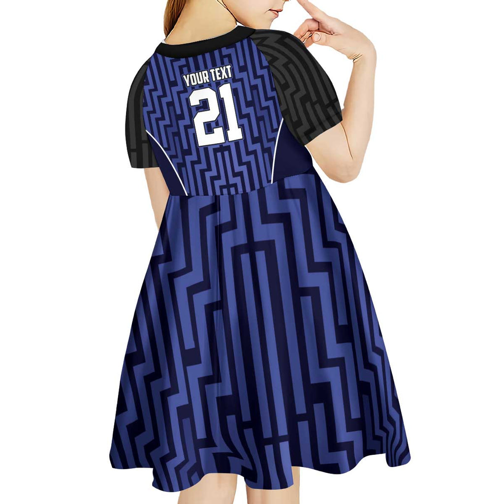 Custom Basketball New Zealand Kid Short Sleeve Dress Blue Maori Ta Moko Indigenous - Aussie Hoodie