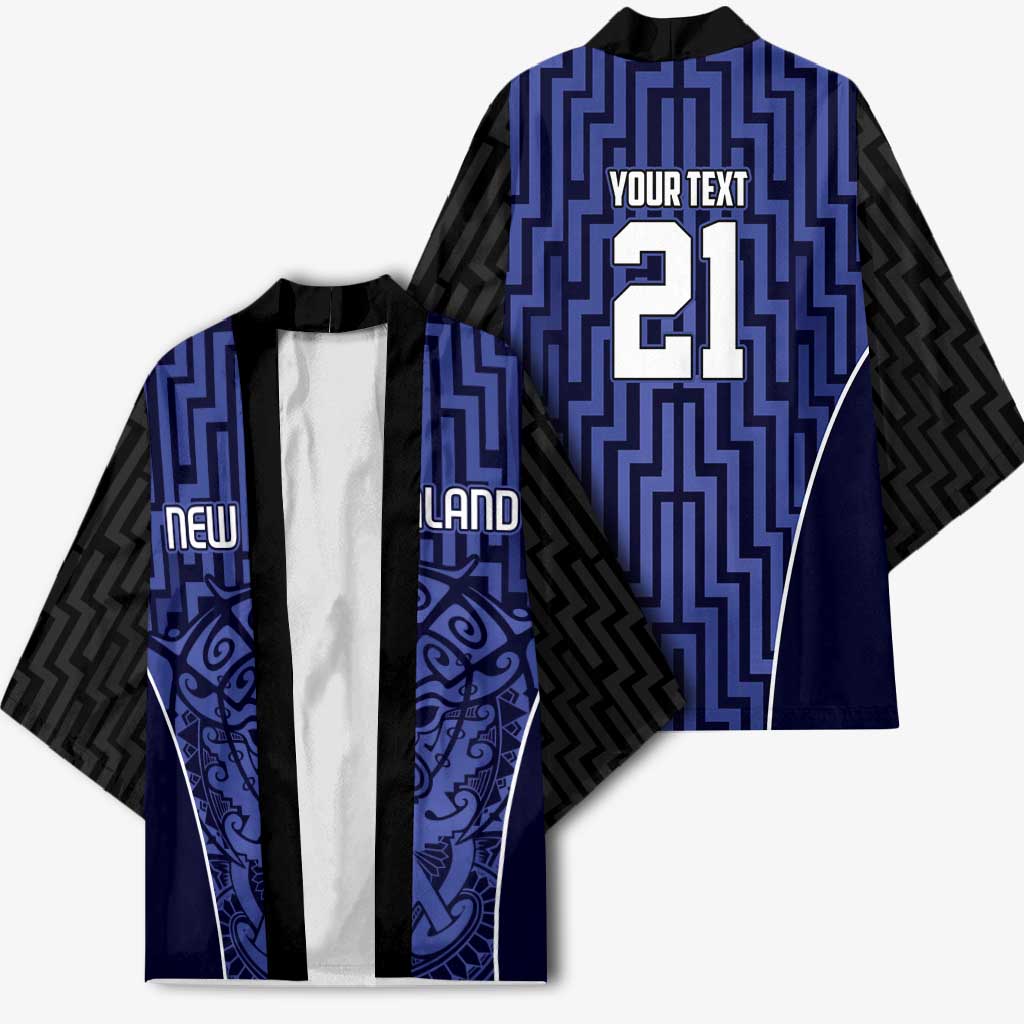 Custom Basketball New Zealand Kimono Blue Maori Ta Moko Indigenous - Aussie Hoodie