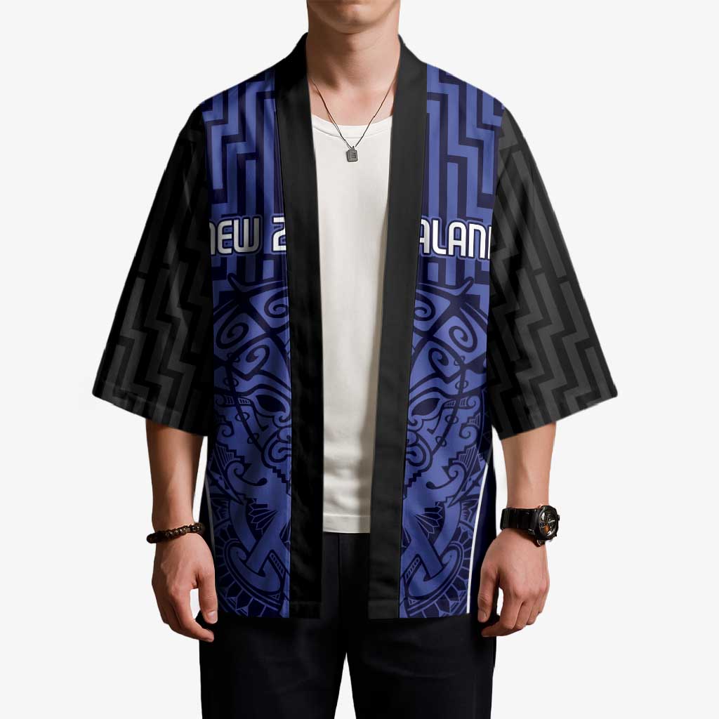 Custom Basketball New Zealand Kimono Blue Maori Ta Moko Indigenous - Aussie Hoodie