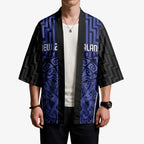 Custom Basketball New Zealand Kimono Blue Maori Ta Moko Indigenous - Aussie Hoodie