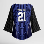 Custom Basketball New Zealand Kimono Sleeve Blouse Blue Maori Ta Moko Indigenous - Aussie Hoodie
