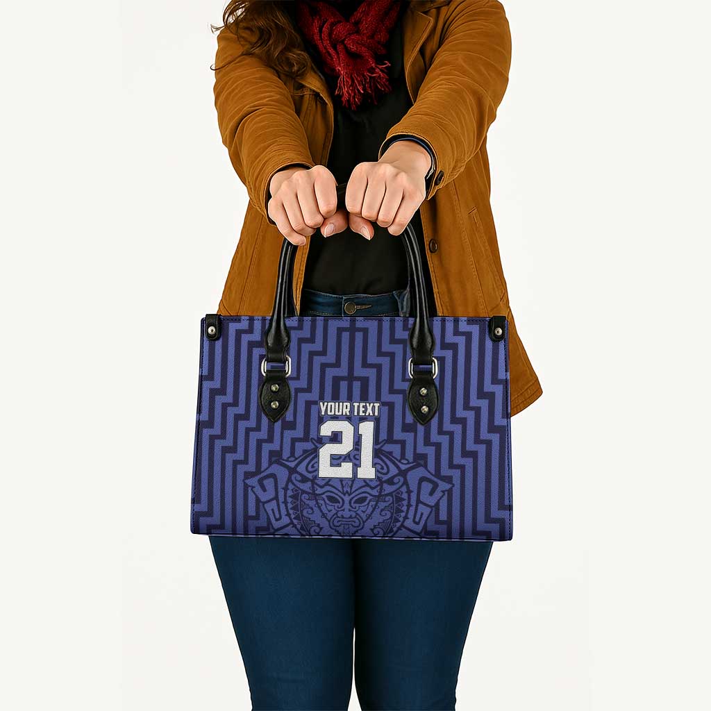 Custom Basketball New Zealand Leather Bag Blue Maori Ta Moko Indigenous - Aussie Hoodie