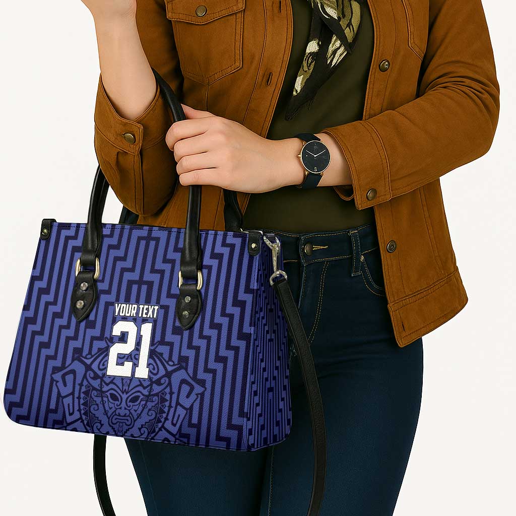 Custom Basketball New Zealand Leather Bag Blue Maori Ta Moko Indigenous - Aussie Hoodie