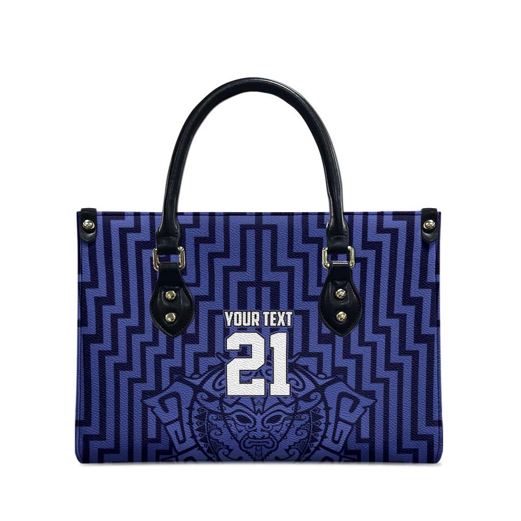 Custom Basketball New Zealand Leather Bag Blue Maori Ta Moko Indigenous - Aussie Hoodie