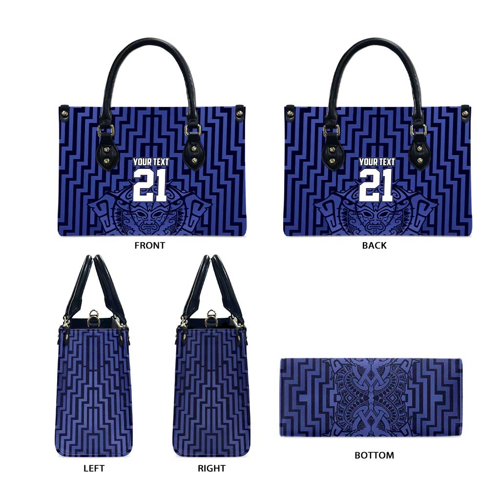 Custom Basketball New Zealand Leather Bag Blue Maori Ta Moko Indigenous - Aussie Hoodie