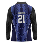 Custom Basketball New Zealand Long Sleeve Polo Shirt Blue Maori Ta Moko Indigenous - Aussie Hoodie