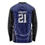 Custom Basketball New Zealand Long Sleeve Shirt Blue Maori Ta Moko Indigenous - Aussie Hoodie