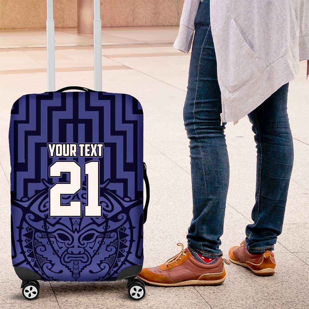 Custom Basketball New Zealand Luggage Cover Blue Maori Ta Moko Indigenous - Aussie Hoodie