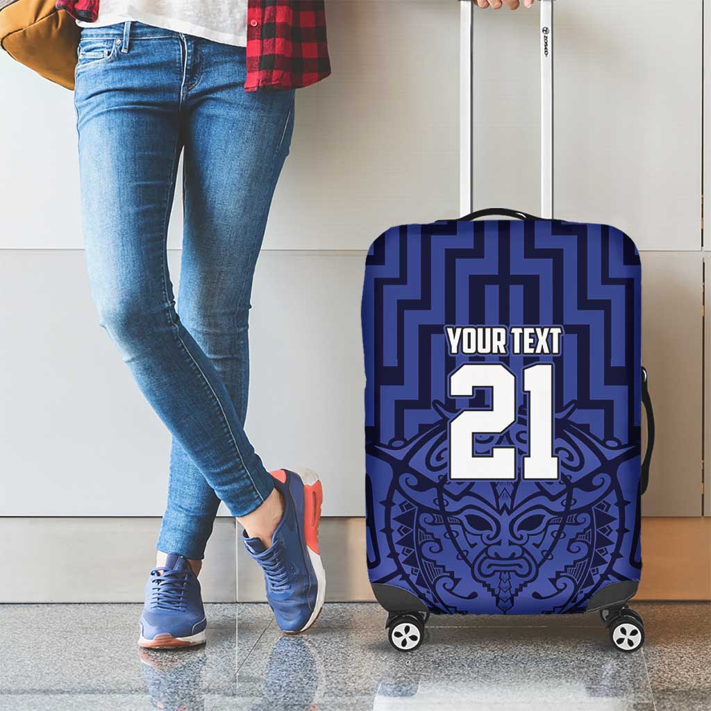 Custom Basketball New Zealand Luggage Cover Blue Maori Ta Moko Indigenous - Aussie Hoodie
