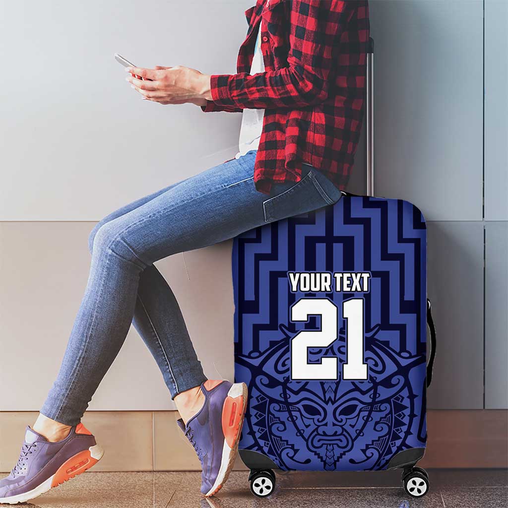 Custom Basketball New Zealand Luggage Cover Blue Maori Ta Moko Indigenous - Aussie Hoodie