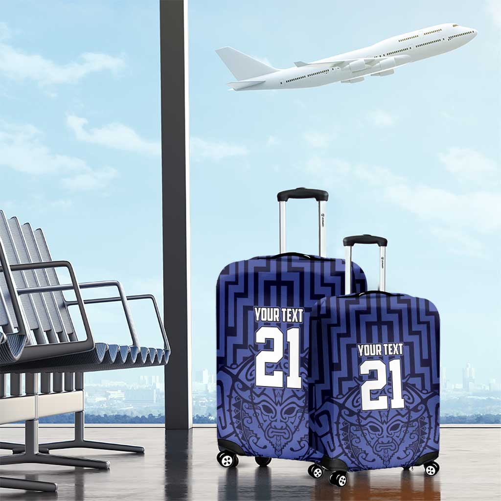 Custom Basketball New Zealand Luggage Cover Blue Maori Ta Moko Indigenous - Aussie Hoodie