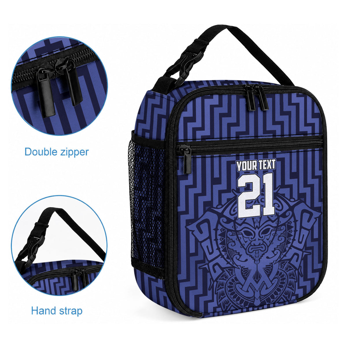 Custom Basketball New Zealand Lunch Bag Blue Maori Ta Moko Indigenous