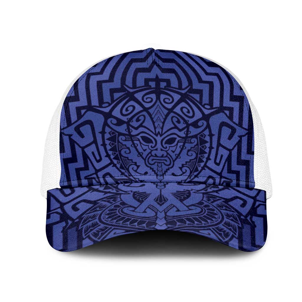Basketball New Zealand Mesh Trucker Cap Blue Maori Ta Moko Indigenous - Aussie Hoodie
