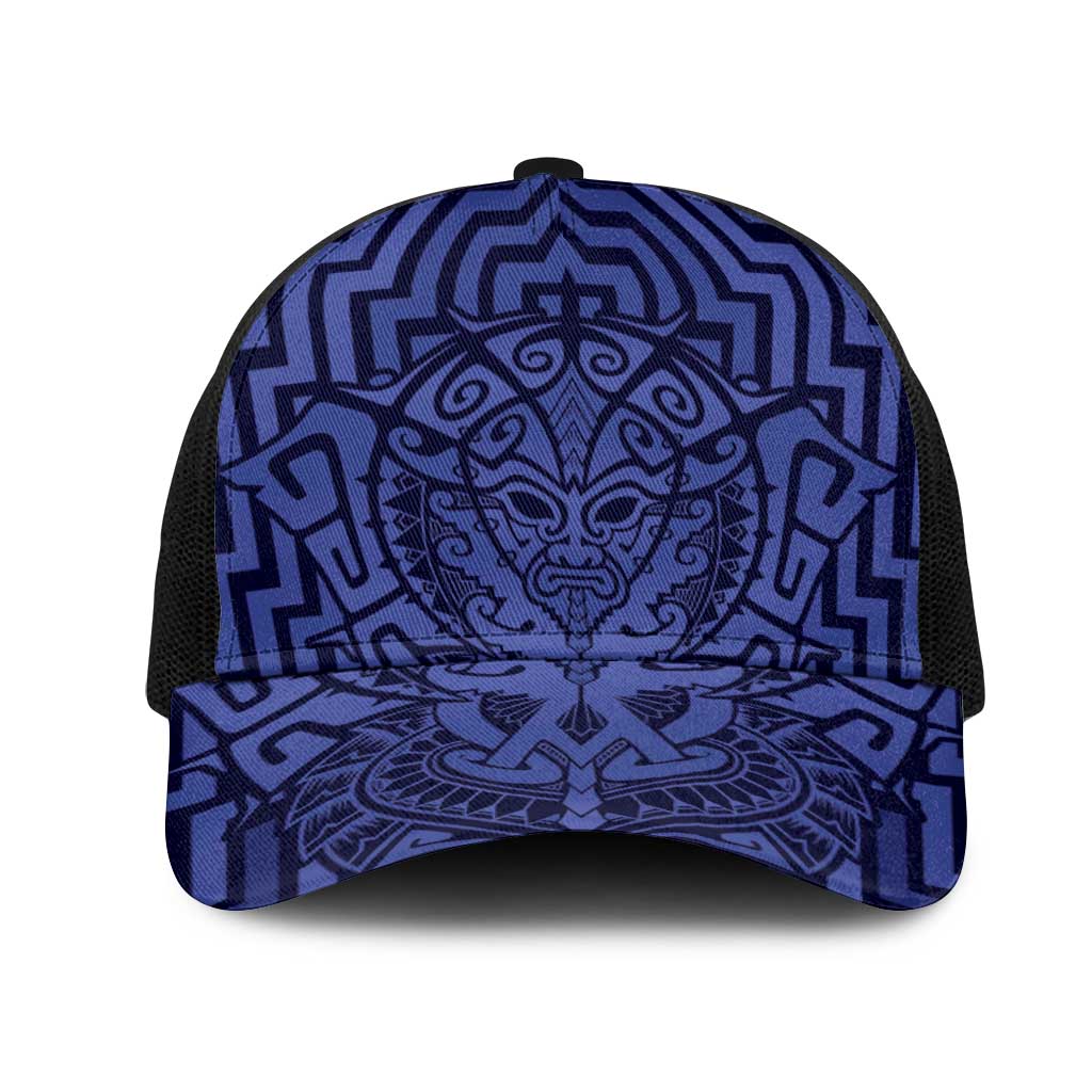 Basketball New Zealand Mesh Trucker Cap Blue Maori Ta Moko Indigenous - Aussie Hoodie